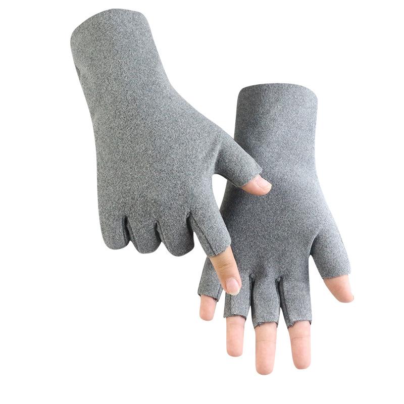 Student writing warm gloves autumn and winter half-finger gloves German velvet cationic men's and women's touch screen dew five-finger manicure