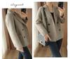Women's Petite Double-Breasted Wool Cashmere Coat - Autumn/Winter Suit Collar Overcoat