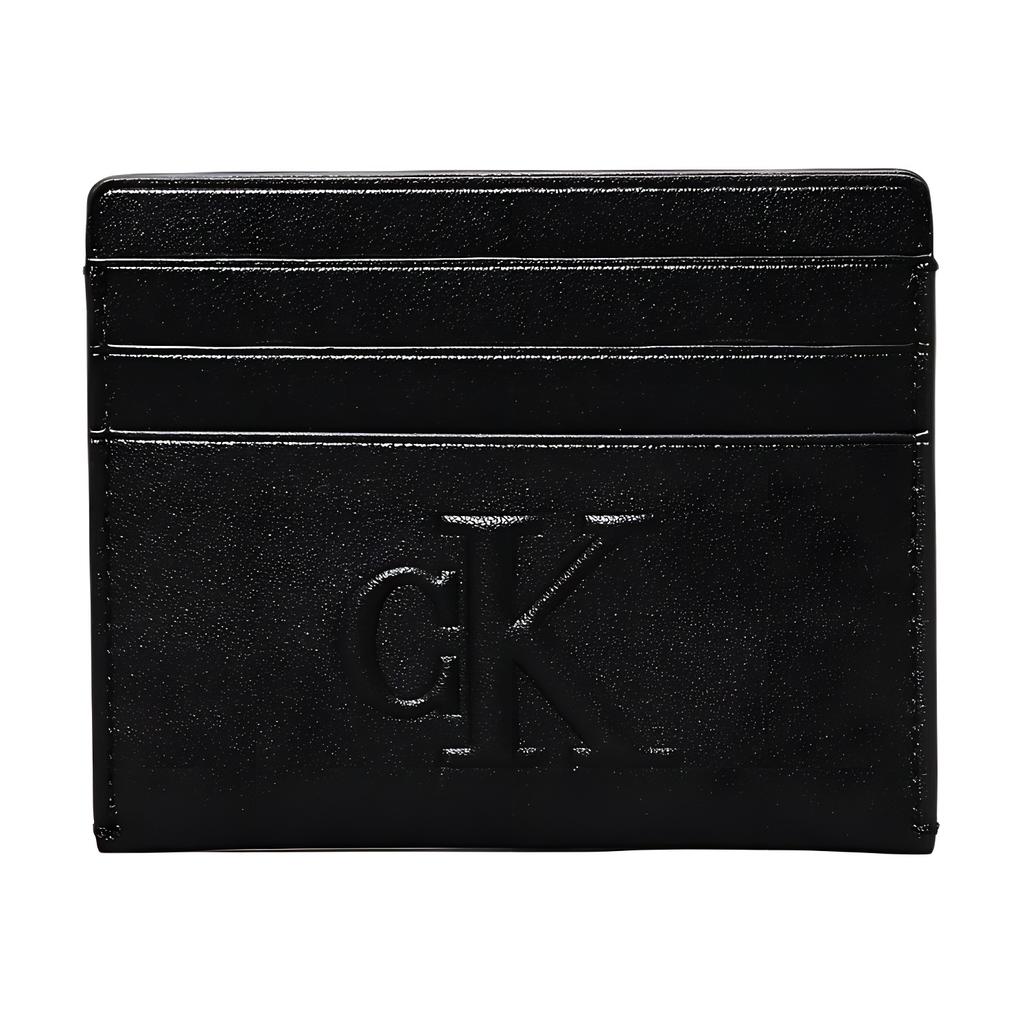 Calvin Klein Embossed Logo Letter Combination Faux Leather Card Holder Women Accessories Black K60K612747BEH