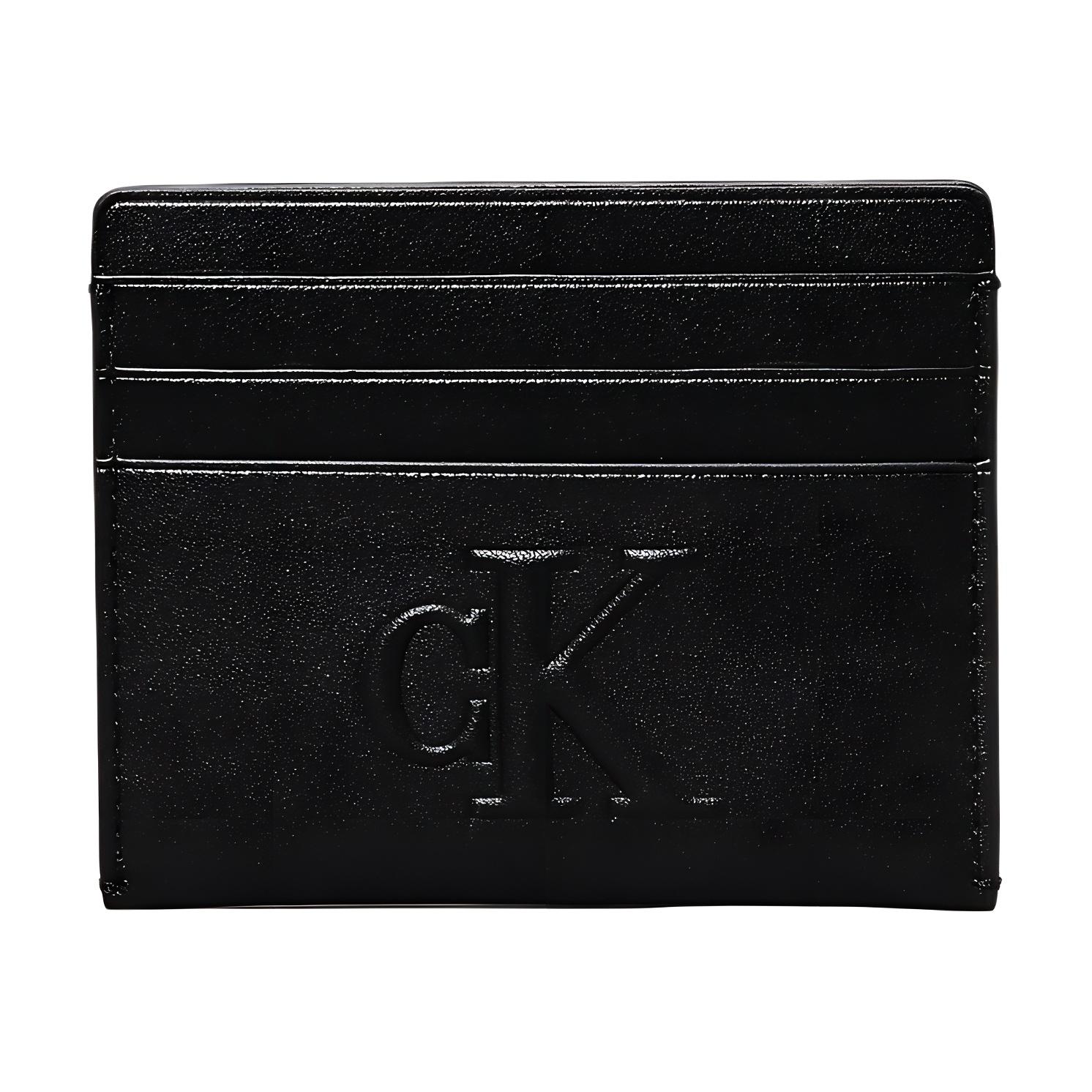 Calvin Klein Embossed Logo Letter Combination Faux Leather Card Holder Women Accessories Black K60K612747BEH Black
