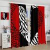 Leopard Zebra Decor Window Curtain Red Black Zebra Stripes Abstract Romance Heart Creative Patchwork Modern Fashion Art for Home