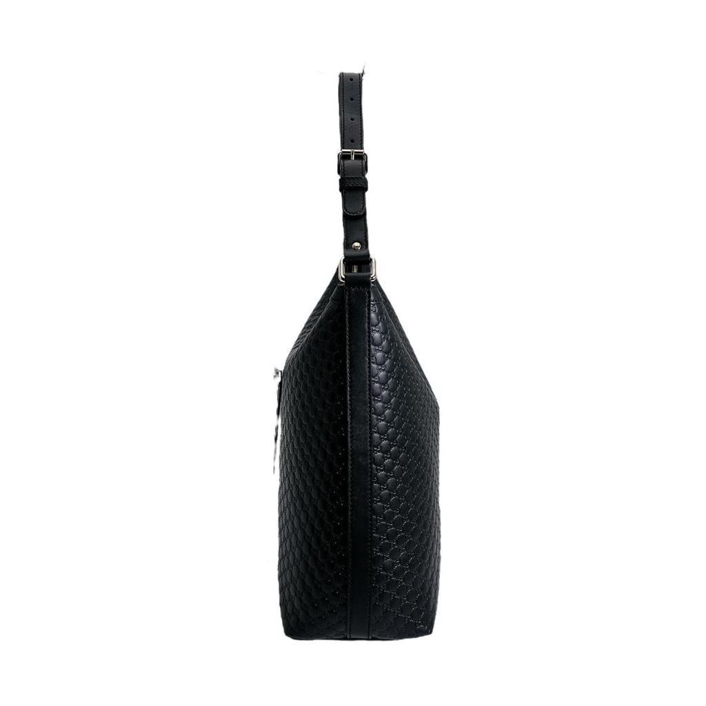 Gucci Guccisima Micro Shoulder Bag Leather Black Women 449732 Used