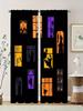 Set Of 2 Halloween Themed Pattern Printed Curtains Window Decorations Home Room Curtain Made Polyester