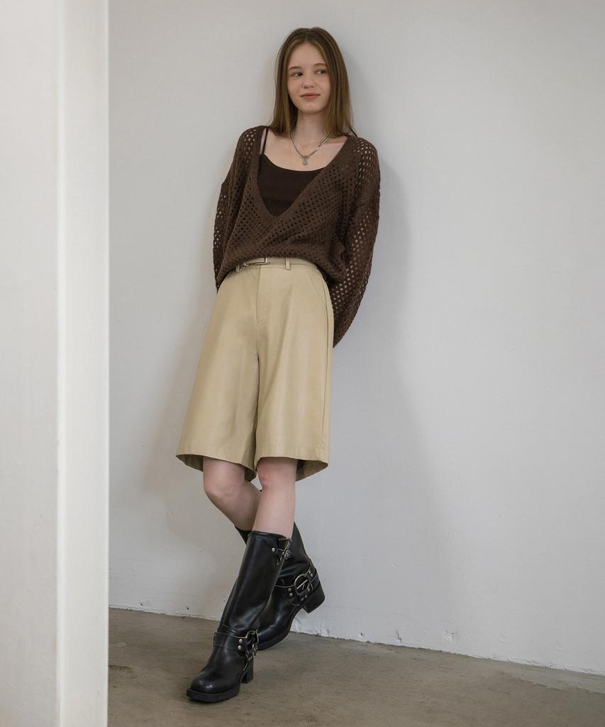 HYFVE Leather Bermuda Belted Pants