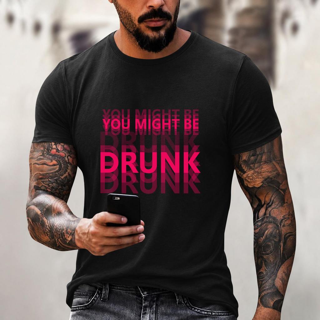 Men's Quirky Casual Loose Fit Letter Print T-Shirt for Daily Wear