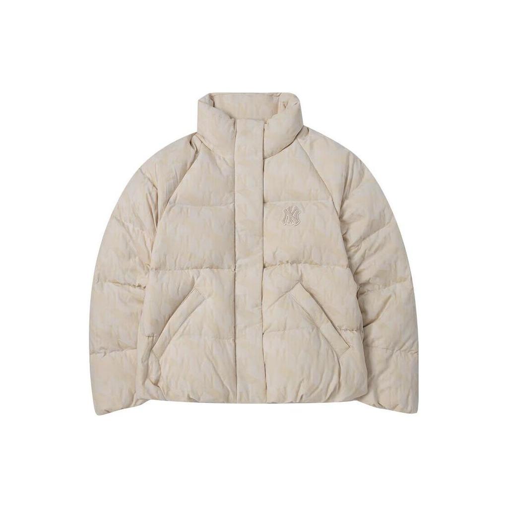 MLB New York Yankees Letter Embroidery Pattern Stand Collar Puffer Jacket Women Outerwear Light-Beige 3FDJM0236-50BGL