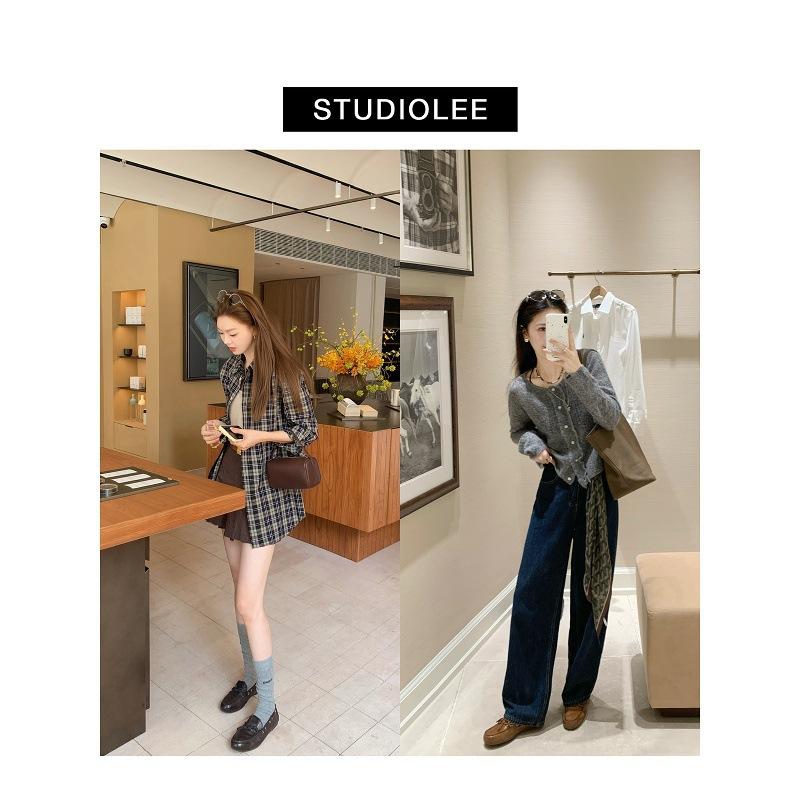 Sheepskin Version~ New Retro Bow Strap Flat Loafers Women's British Style One-pedal Versatile Small Leather Shoes