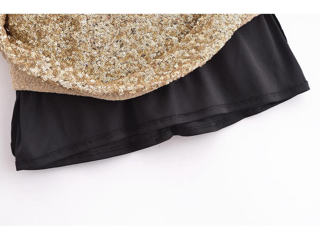 2024 Winter Women's Sequin Embellished Round Neck Long Sleeve Dress - European & American Style