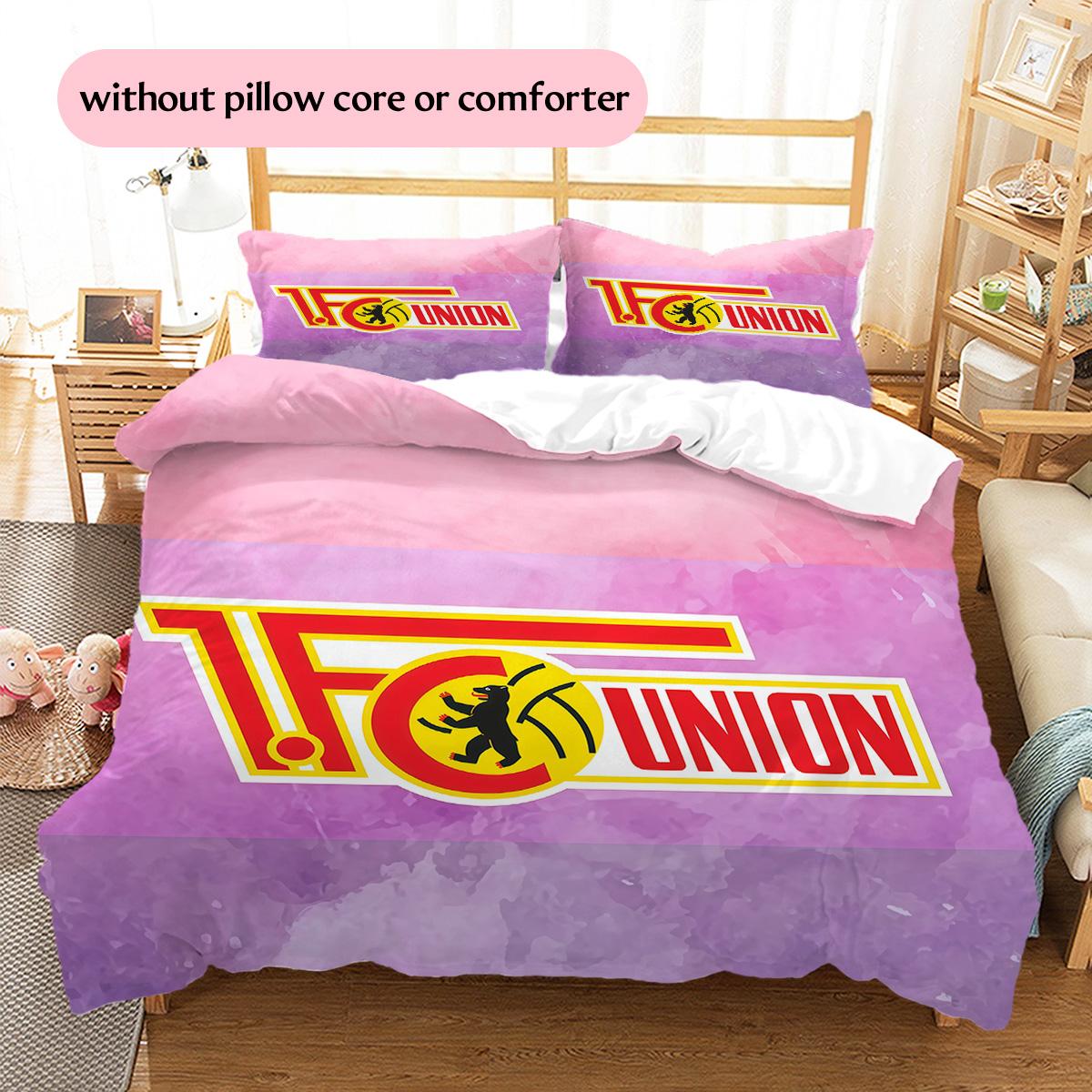 1. FC Union Berlin Pattern Bedding Quilt Set  Home Decoration  Gift (1 * duvet cover + 2 * pillowcase  without core) 135x200cm