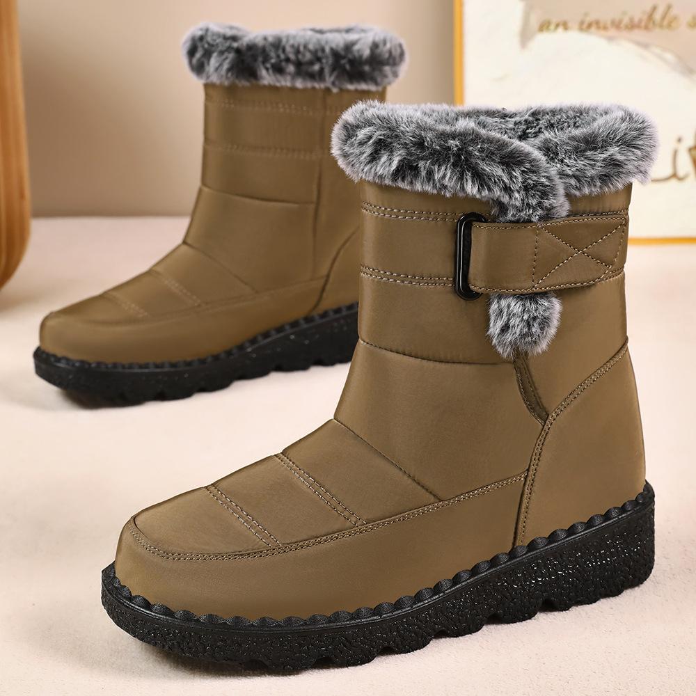 Snow Boots Women's New Winter Velvet Thickened Warm Cotton Shoes Waterproof, Non-slip and Comfortable Medium Tube Thick-soled Cotton Boots
