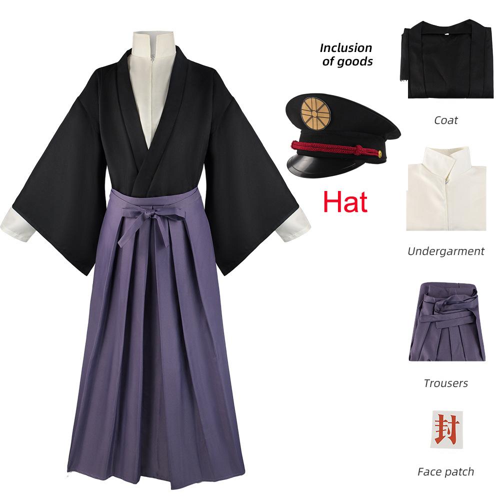 Anime Kostüm Toilet-bound Hanako-kun Yugi Tsukasa Kimono Grau Lila Uniform Cosplay Outfit Kimono Hut Verkleidung Halloween Party Unisex