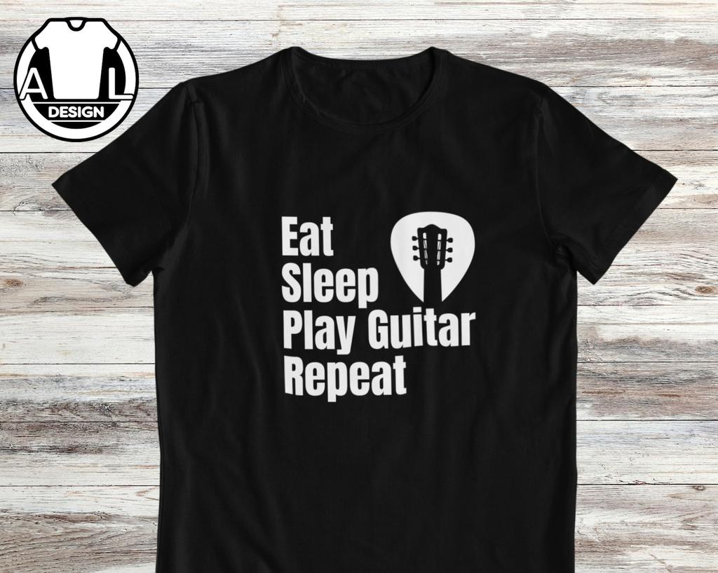 Eat Sleep Play Guitar T-Shirt and kids T-Shirt: Musician Gift Tee