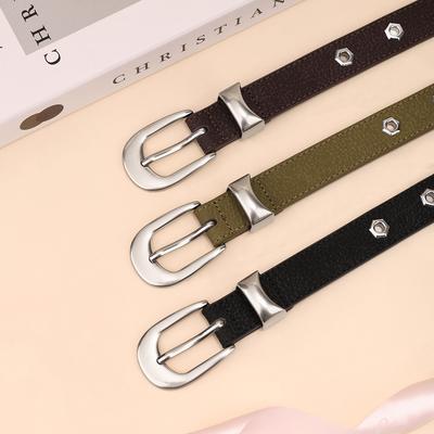 Thin Cowhide Veterinary Leather Women's Belt Versatile Casual Pants Jeans High-end Lady's Belt