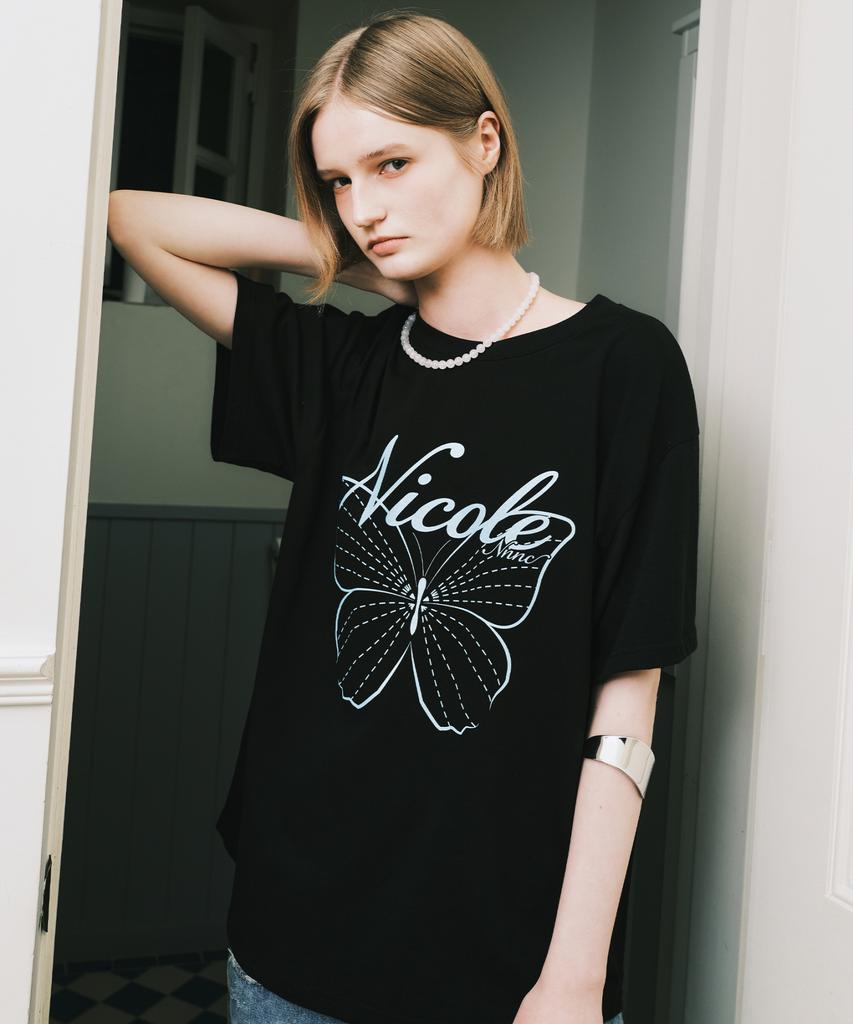 Nigaennikol Nicole Butterfly Sleeve Top_Black Mint