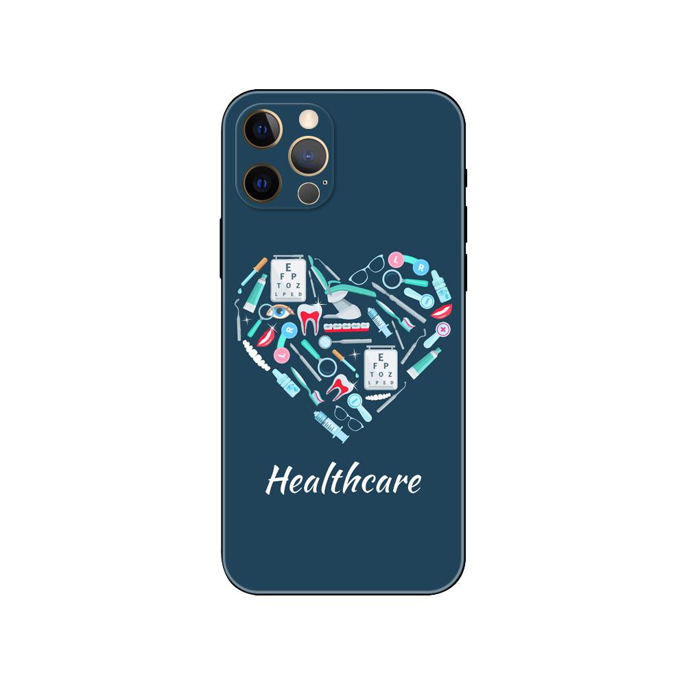 Cute Cartoon Dentist Tooth Phone Case for Iphone 5 5s 2020se 6 6s 7 8 Plus X 10 XR XS 11 12 13 Mini Pro MAX Black Tpu Back Cover