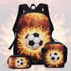 Football Cartoon Print Junior High School Backpack Three-Piece Children'S Schoolbag Primary School Backpack