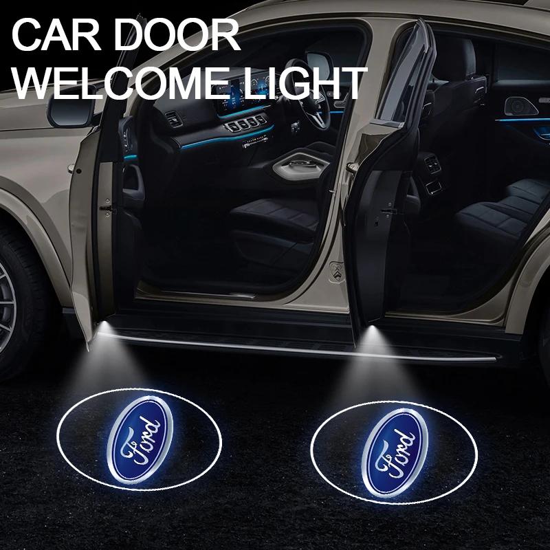 New 2026 Car Sticker 1/2PCS Led Car Door Welcome Laser Projector Logo Night Light Wireless For Ford focus Fiesta EcoSport ESCORT