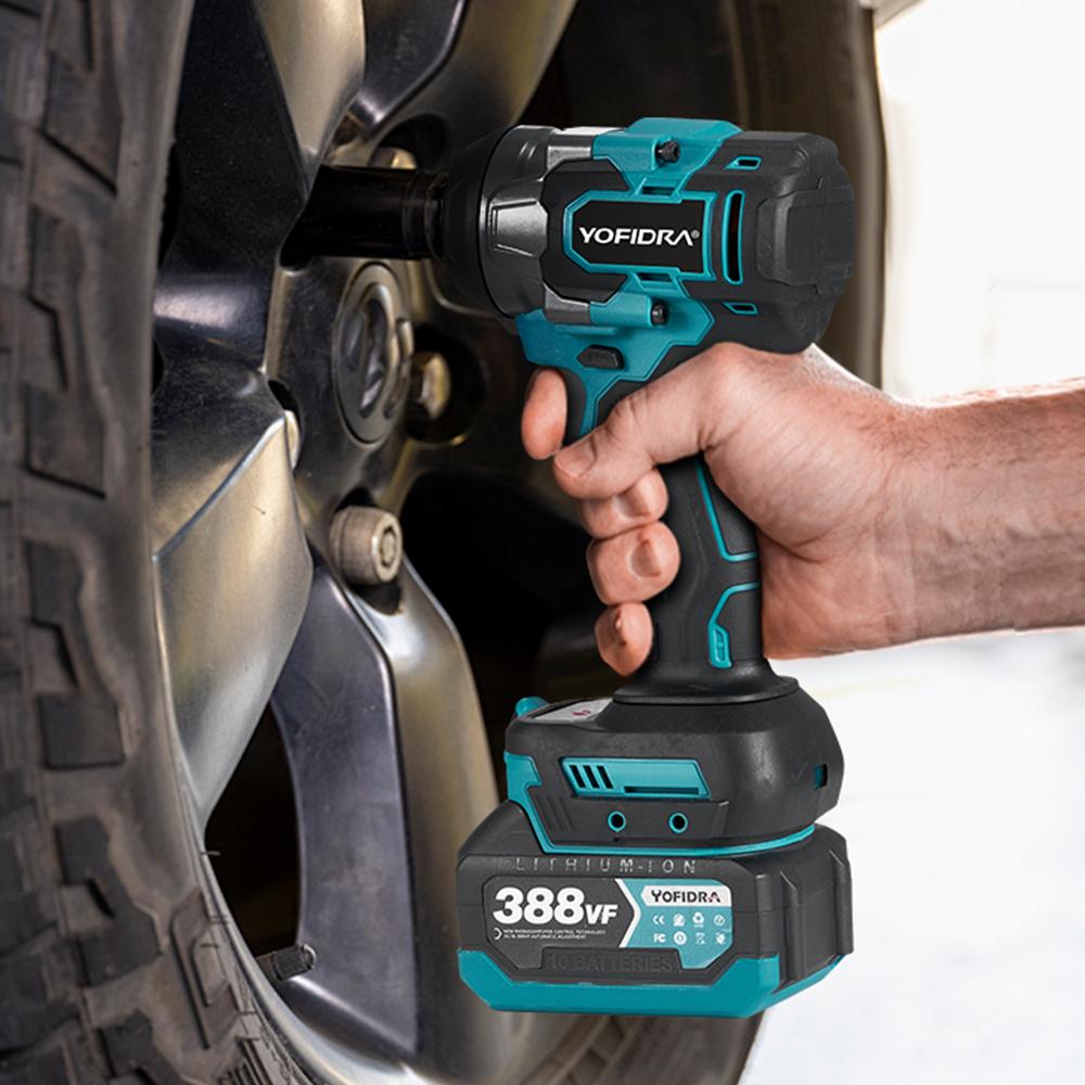 Yofidra Avvitatore a percussione elettrico senza spazzole 1/2 Avvitatore a batteria per riparazione auto 5 marce Utensile elettrico per batteria 21V