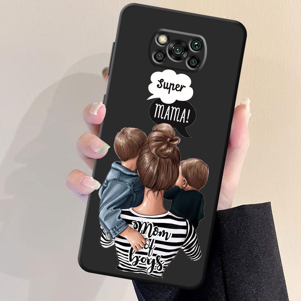 Black Brown Hair Girl Phone Case for Xiaomi Poco X4 F4 C40 M4 5G F3 GT M3 X3 NFC X3 Pro F1 X4 Pro X3 GT X4 GT Silicone Cover