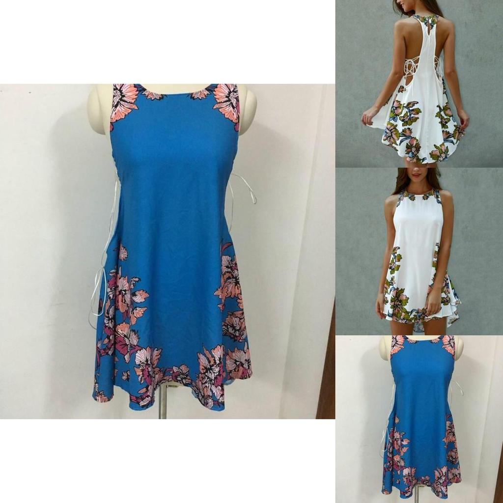 Elegant Sexy Vest Skirt Sleeveless Short Skirt Printed Flower Casual Dress For Women S-xxl