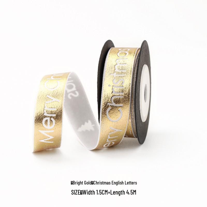 Festive Ribbon: Christmas Gift, New Year, Birthday - Red & Green Plaid with Hot Stamping for Gift Boxes & Bows