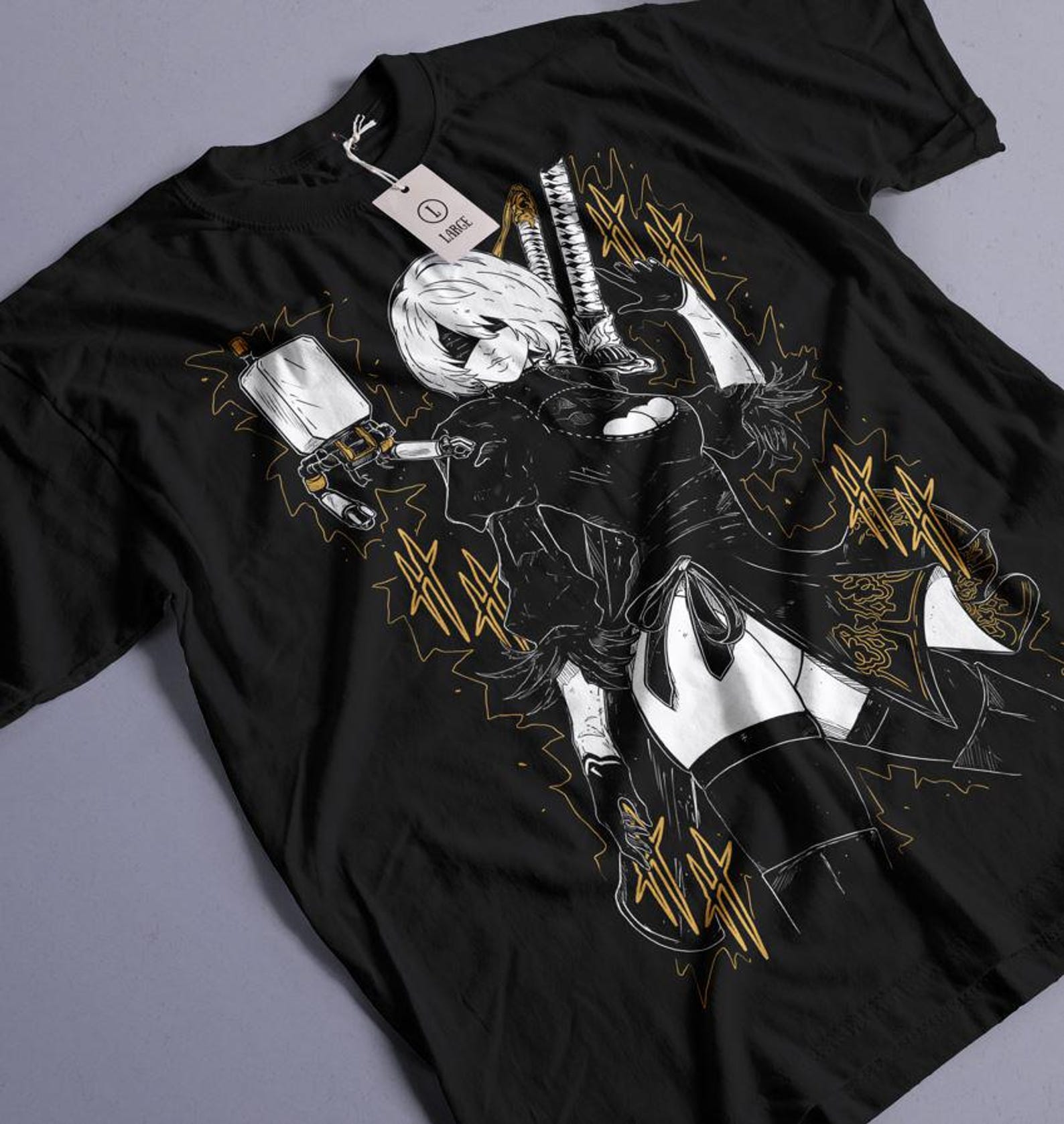 Unisex Nier 2B Yorha Gaming T-Shirt, Anime Waifu S