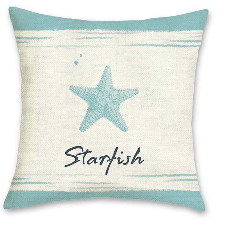 Home Decor Seaside Starfish & Shells Decorative Pillow Covers Pattern Cushion Cover Suitable For Sofa Bedroom Car Pillow Cover