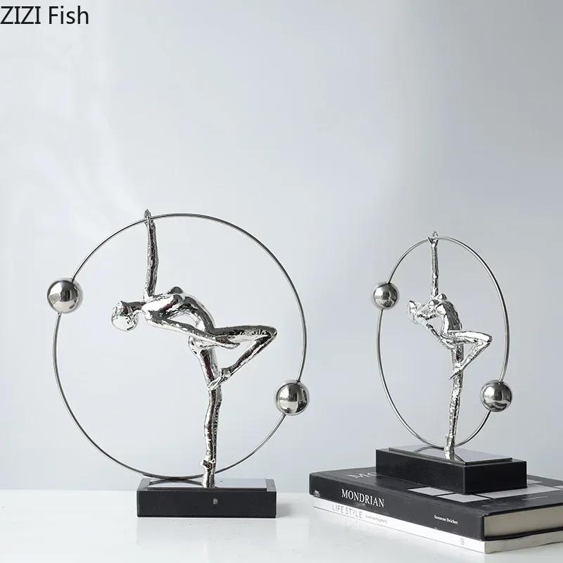 Cast Iron Gymnast Figures Statue Abstract Crafts Desk Decoration Ornaments Minimalism Character Sculpture Room Aesthetics Decor