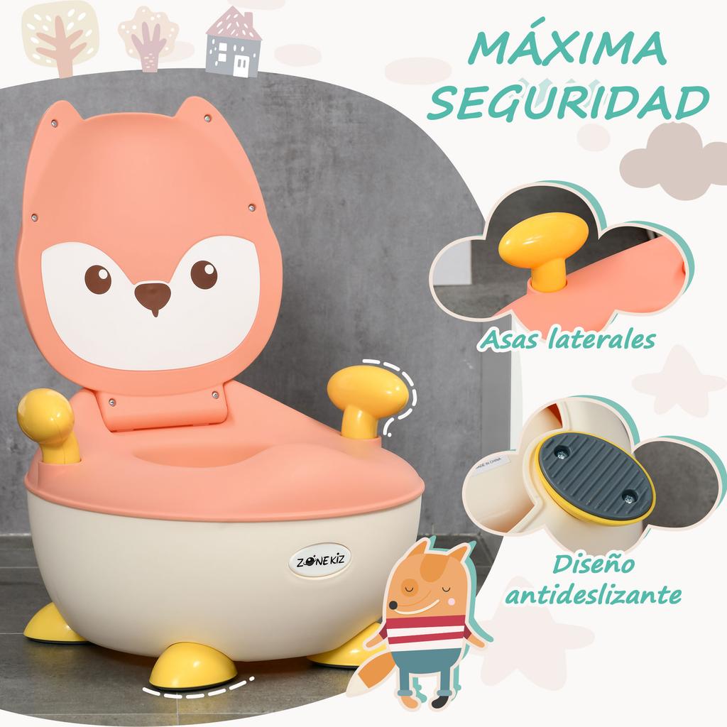 Baby Potty Training Toilet, 6-36 Months, Fox Shaped, Non-Slip Lid, 34.5x35x23 cm, Pink