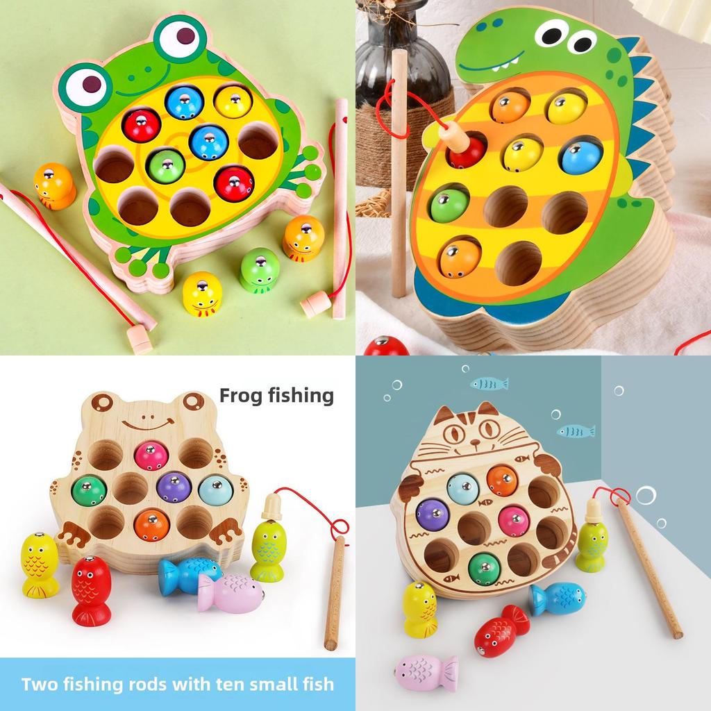 Wooden Childrens Magnetic Fish Catching Toy For Early Education And Focus Development