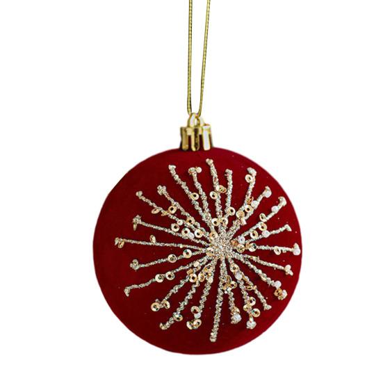 Christmas Ornaments Red Flocking Bell Wreath Snowfall Elk Pendant Snowy Winter Decor for Tree Hanging