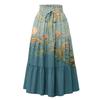 Womens Maxi Skirt Drawstring High Waisted Summer Long Skirts Lightweight Tiered Flowy Floral Pleated Skirts