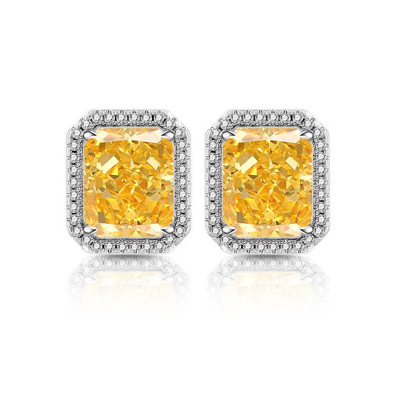 925 Sterling Silver Ice Flower Cut Rectangular Stud Earrings High Carbon Diamond Earrings Birthday Anniversary Party Gift