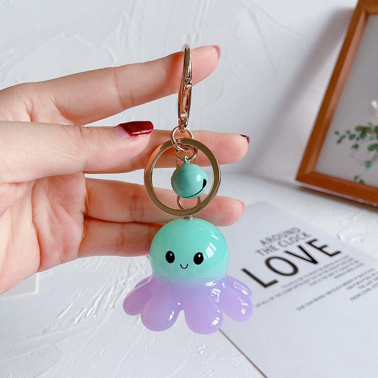 Cute Octopus Keychain With Colorful Acrylic Pendant Metal Material Unisex Style