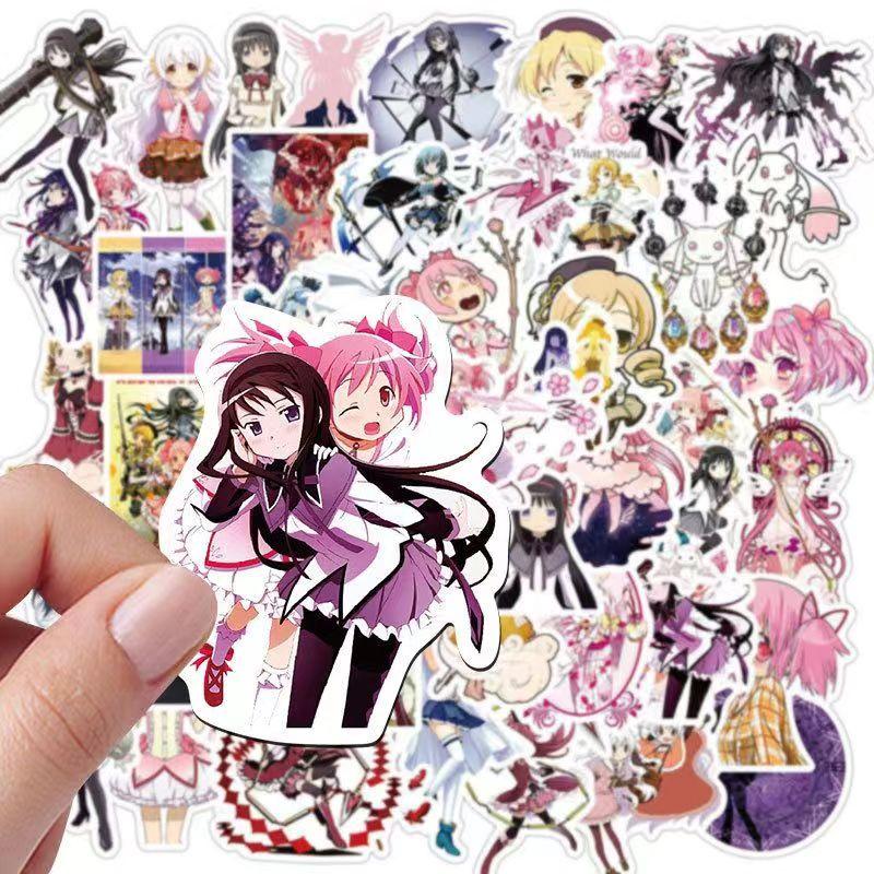 Puella Magi Madoka Magica Color Stickers, 50 Sheets (not Repeated), Waterproof and Sunscreen.