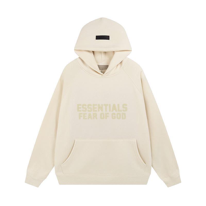 High Street Trend Brand ESSENTIALS Fleece-Lined Heavyweight Flocked Letter Hoodie for Men & Women
