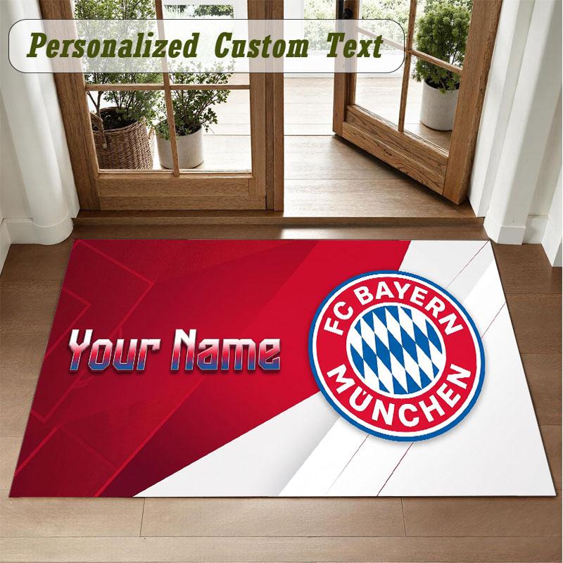 Crystal Velvet Square Rug Custom NameBayern Munich Pattern Non Slip Home Floor Decor Rug