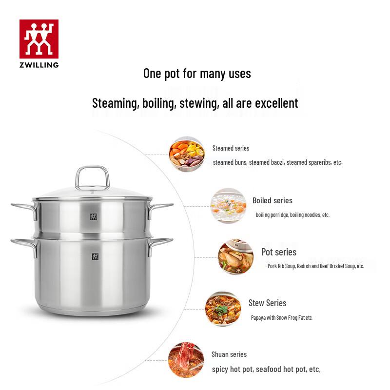 Zwilling Nova Plus 24cm Stainless Steel Soup Pot with Steamer