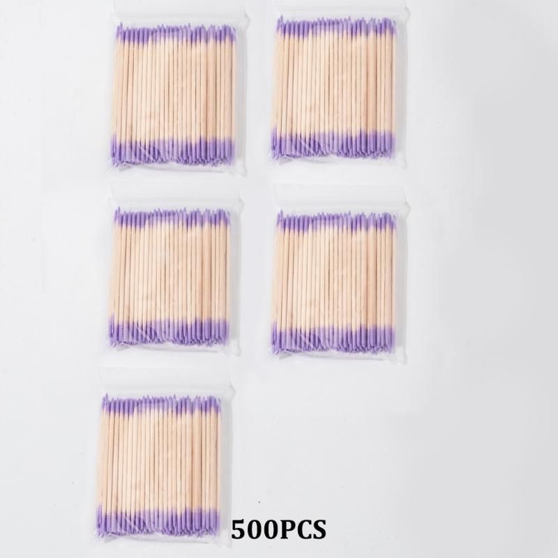 100/200/300/500Pcs Nail Double-Head Wood Swab Cleaning Sticks Purple Dual-Tipped Cotton Head Cleaning Swab Nail Polish Remover
