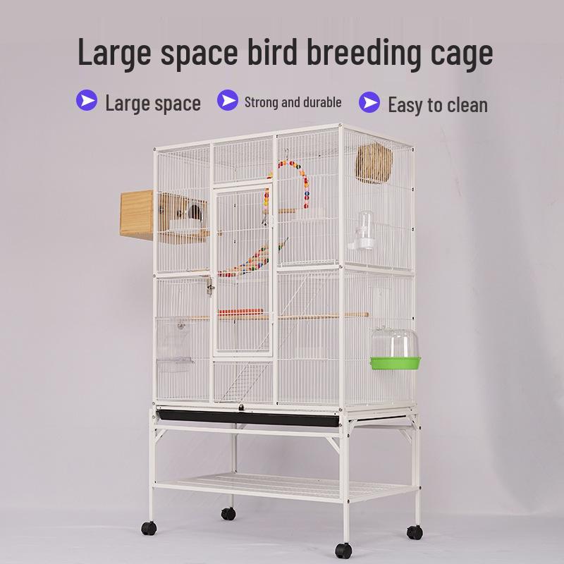 Multi-functional Cast Iron Parrot Cage: Durable Metal Bird Cage for Flock