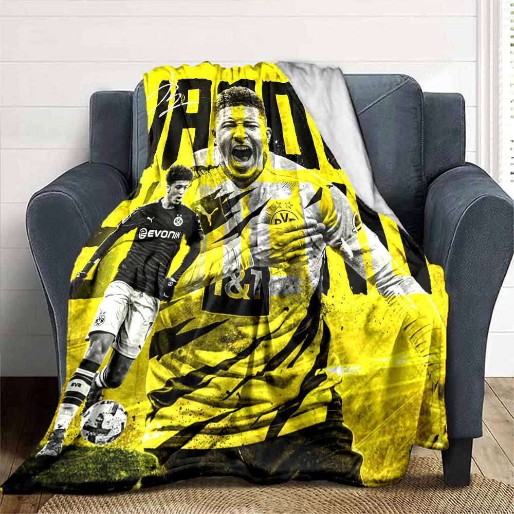 Jadon Sancho Borussia Dortmund Football Print Flannel Blanket Soft Warm Throw Blanket Soccer Fan Sofa Bed Decor