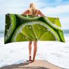 1Pc Large Size Quick Dry Water Absorbent Summer Fresh Lemon Print Beach Towel For Swimming And Beach Vacation