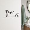 DYS Lustiges Badezimmer-Wandschild, 3D-gedruckte minimalistische Linienkunst Toilettenkunst, Schwarze moderne Heimdekoration für Waschraum