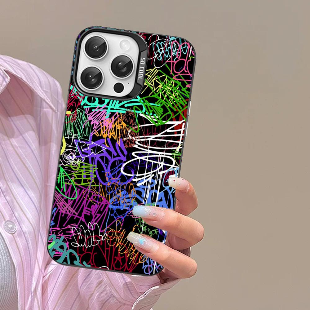 

Крутая арт-чехол с граффити для iPhone 16 15 14 13 12 11 Pro Max X XR XSMAX Матовый ударопрочный задний чехол iPhone 12 mini
