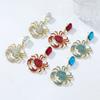Geometric Light Luxury Diamond Design Crab Earrings Wommen Fashionable Exaggerated Marine Summer Style Jewelry Accessories