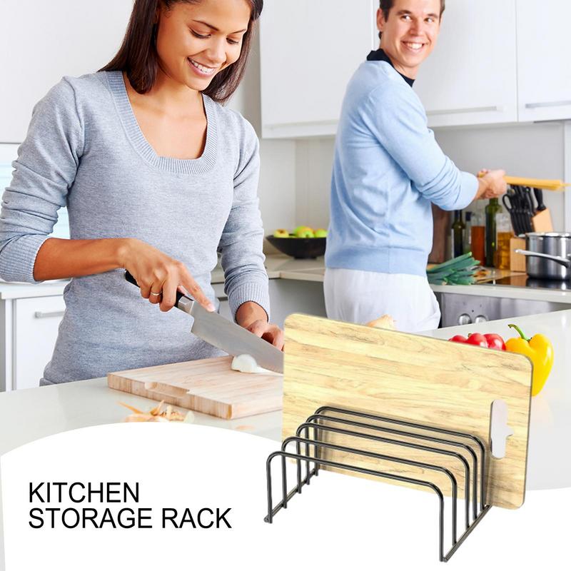 Kitchen Dish Drying Rack Space-Saving 5 Slot Multifunctional Storage Rack Pot Organizer Kitchen Accessories Cutting Board Holder