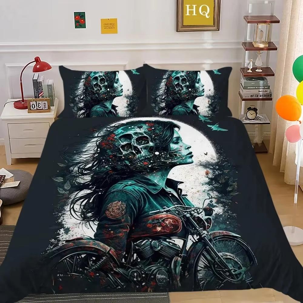 Gothic Skull Duvet Cover Set King Size Angels And Demons Bedding Set With Pillowcases 3 Pcs Perfect For Boys Teens Surprise Gift