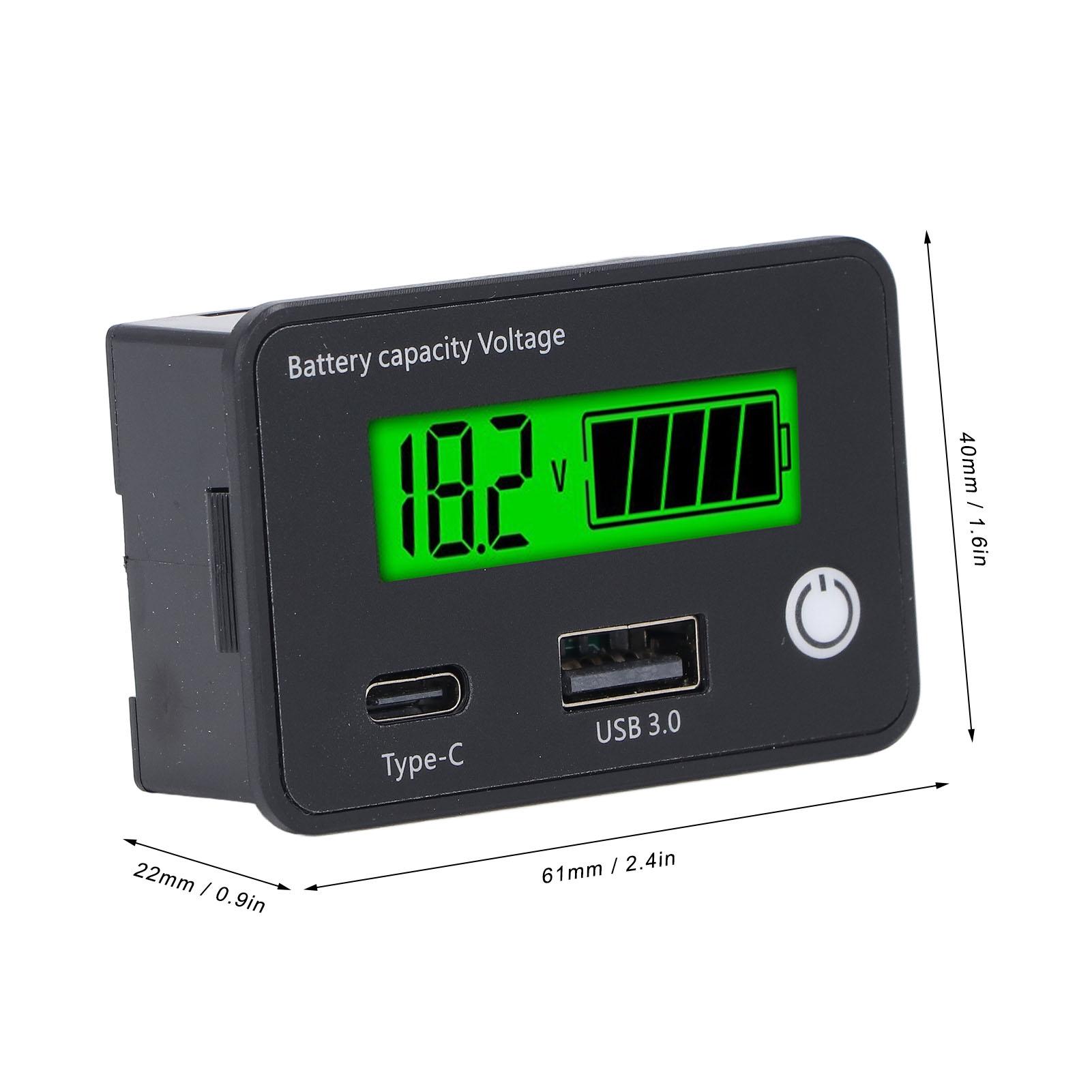 

Battery Monitor Dual Interface DC8 to 30V LCD Digital Battery Capacity Percentage Voltage Monitor