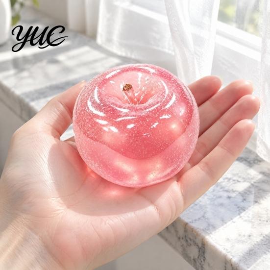 Desk Accessories for Adults Apple Ice Sand Squishy Fidget Toy, Slow Rising Squeeze Stress Relief Toys Transparent Fruit Sensory Toy Kids Soft