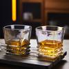 280ml Whiskeyglas Quadratisch Pagodenförmig Weinglas Trinkgeschirr Vintage Tasse Trinkflasche Bar Party Becher Transparentes Brandyglas